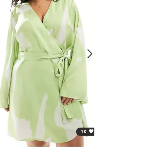 NWT Asos Curve satin wrap mini dress Size 16 - Picture 2 of 3